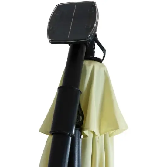 Sunnydaze Outdoor Steel Cantilever Offset Patio Umbrella with Solar LED Lights, Air Vent, Crank, and Base - 9' image {2}