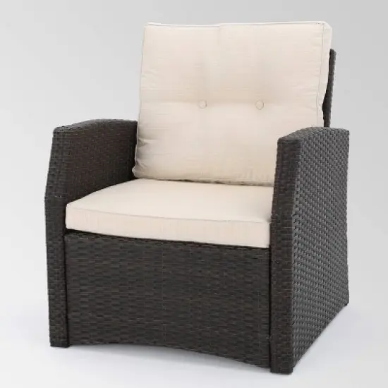 Sanger 5pc Wicker Chat Set - Dark Brown - Christopher Knight Home image {2}