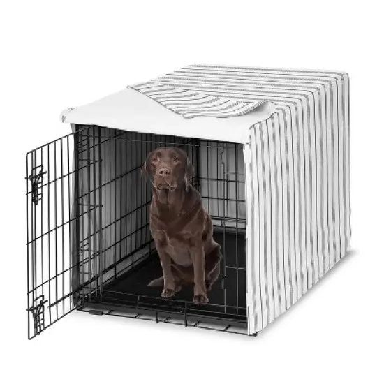 Sweet Jojo Designs Dog Crate Kennel Cover 42in. Stripe White and Grey image {6}