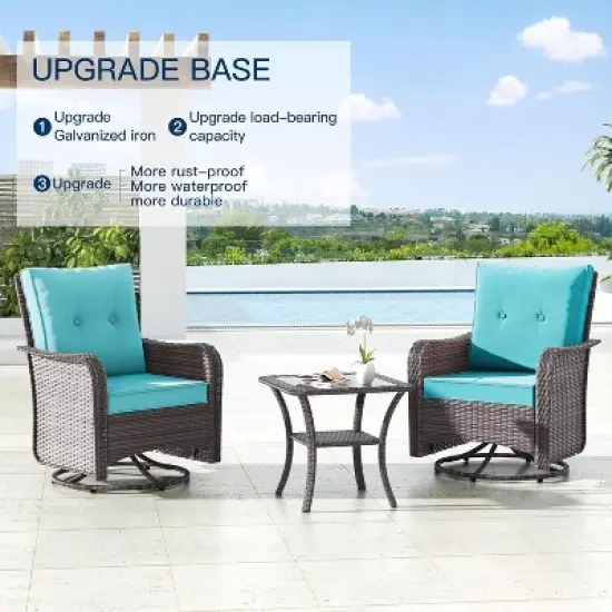 ALAULM 10PCS Outdoor Patio Furniture Set,PE Rattan Sectional Sofa Patio Conversation Sets image {8}