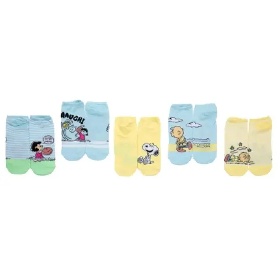 Womens Peanuts Striped No Show Socks 5-Pack image {2}