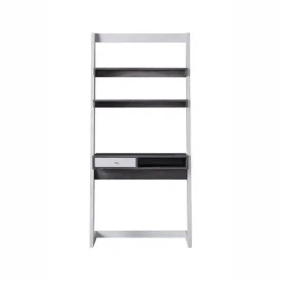 Holten 2 Open Shelves Leaning Desk White Oak/Distressed Gray - miBasics image {2}