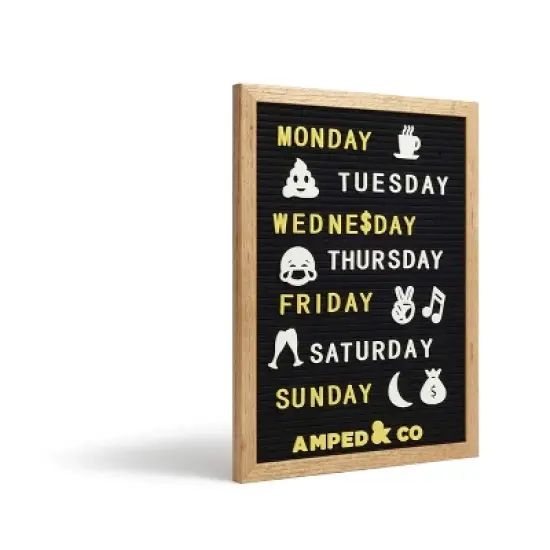 Amped Co - 162X12" Premium Felt Letter Board: 460 Letters, Oversized Emojis, Oak Wood Frame, PreCut Letters in 3 Canvas Bags image {2}
