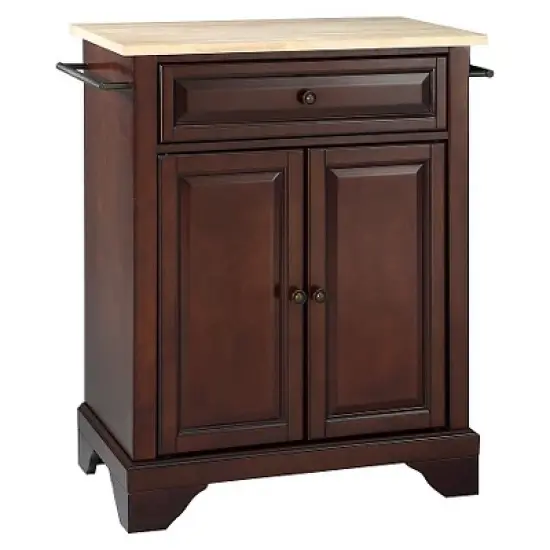 LaFayette Natural Wood Top Portable Kitchen Island - Vintage Mahogany - Crosley image {1}