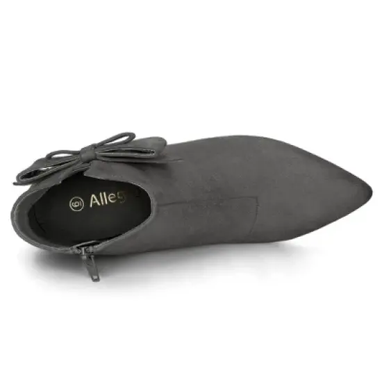 Allegra K Women's Point Toe Bow Stiletto Heel Ankle Boots image {3}