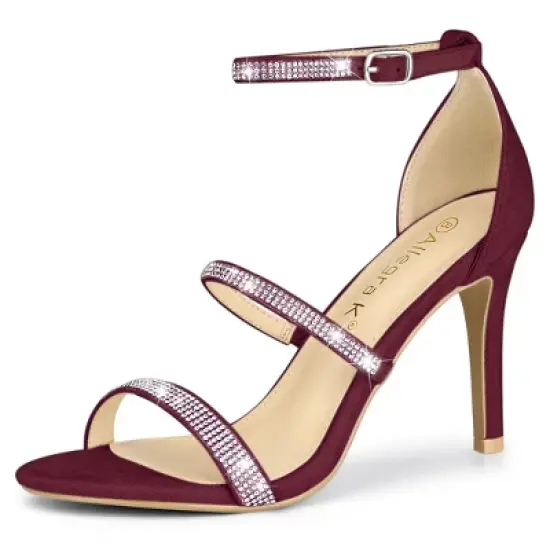 Allegra K Women's Strappy Rhinestone Heel Sandals image {7}