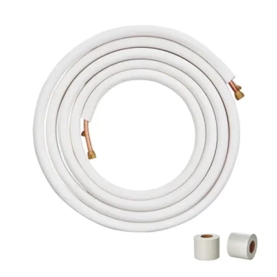 VEVOR 25FT Mini Split Line Set, 3/8" & 5/8" O.D Copper Pipes Tubing and Triple-Layer Insulation, for Mini Split Air Conditioning Refrigerant, White image {8}