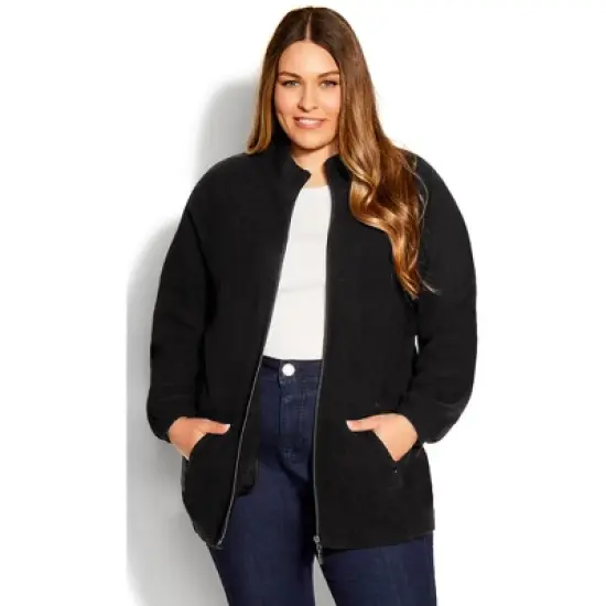 Women's Plus Size Polar Fleece Zip Jacket - black | AVENUE image {7}