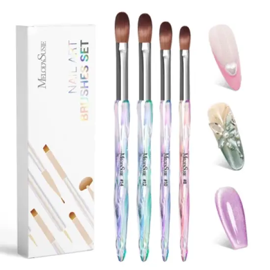 MelodySusie 4Pcs Acrylic Nail Brush Set - Size 8/10/12/14 image {6}