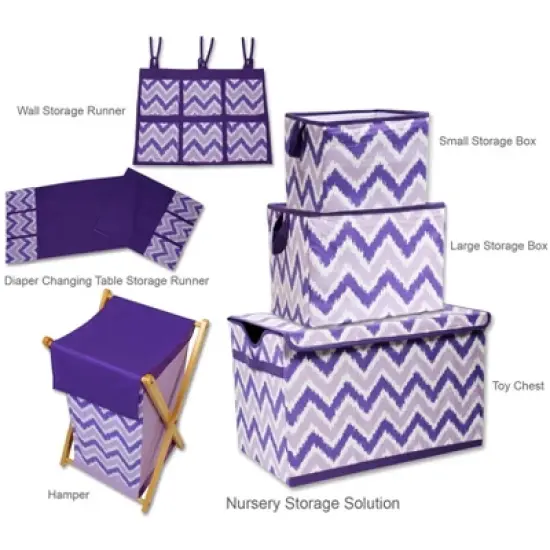 Bacati - MixNMatch Purple Laundry Hamper with Wooden Frame image {2}