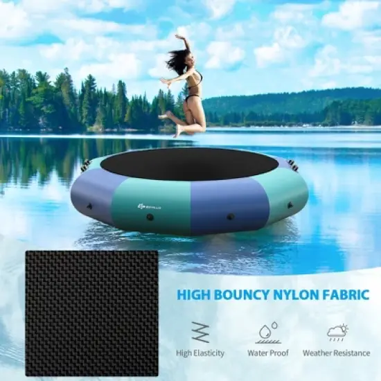 Costway 10FT Inflatable Water Bouncer Splash Padded Water Trampoline Blue\Yellow image {6}