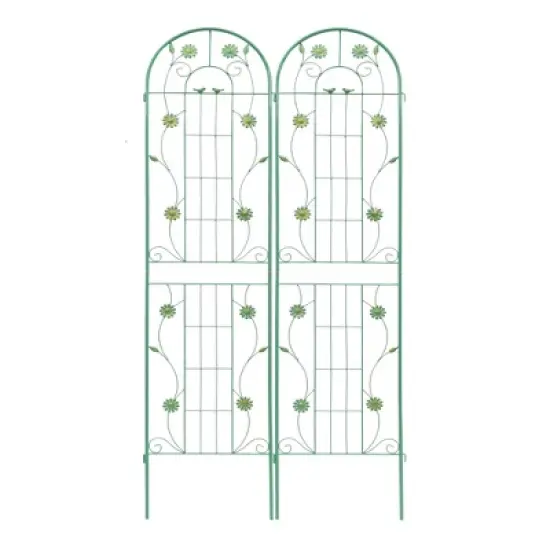 Lirago 2 Pack Metal Garden Trellis Rustproof Climbing Plant Support for Outdoor Flowers Vines Vegetables Green Powder Coated 86.7"H x 19.7"W x 1"D image {7}