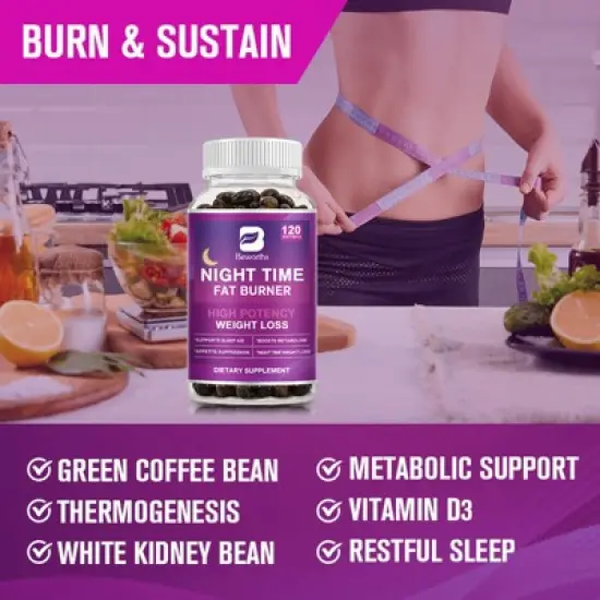 B Beworth Night Time Fat Burner Capsules, 120ct image {4}