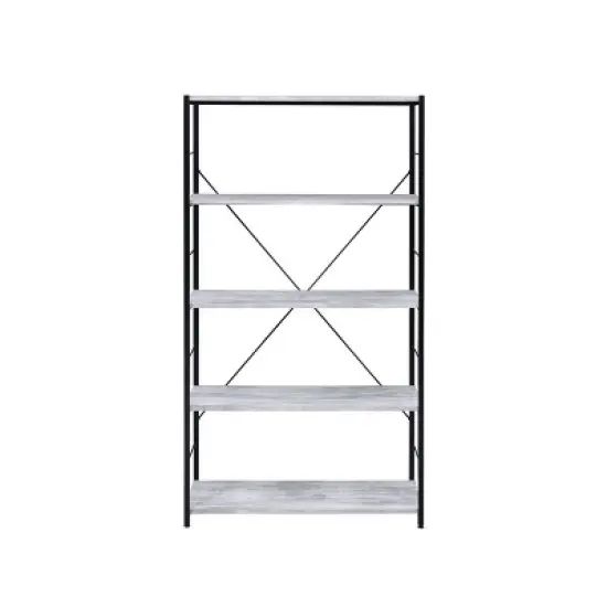 57" Tesadea Bookcase Weathered White/Black - Acme Furniture image {2}