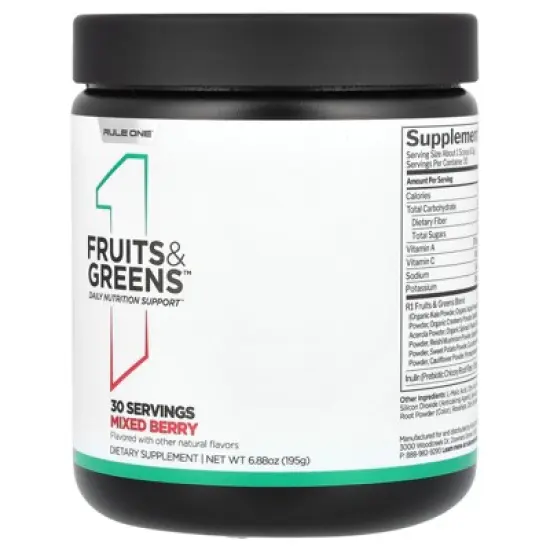 Rule One Proteins Fruits & Greens, Mixed Berry, 6.88 oz (195 g) image {2}