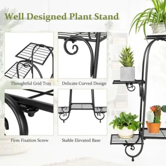 Costway 6 Tier Flower Pot Holder Metal Vertical Shelves Corner Plants Display Rack image {5}