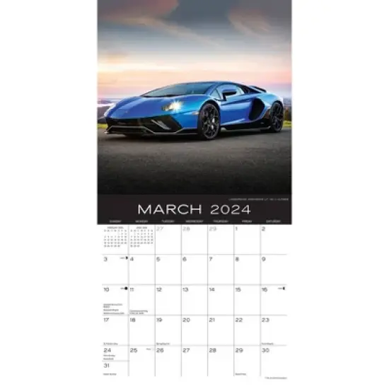 Willow Creek Press 2024 Wall Calendar 12"x12" Dream Cars Foiled image {2}