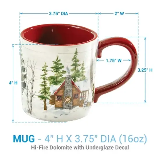 Park Designs Snowflake Lodge Red Mug Set Of 4 image {3}