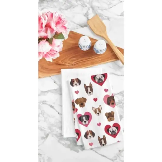 C&F Home Valentine's Day Puppy Dog Love Flour Sack Kitchen Dishtowel image {1}