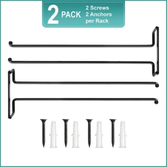 Sorbus 2 Pack 12 Inch Wall Mounted Wine Glass Racks for Under Cabinet - for Home Bar Holds Up to 4 Glasses Each image {5}