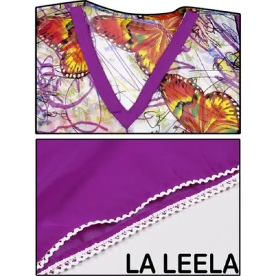 HAPPY BAY Women's Beachwear Swimsuit Coverups for Women Summer Swim Beach Cover Ups for Swimwear Women Bathing Suit Tunic Dress 2X-3X Purple Butterfly image {3}