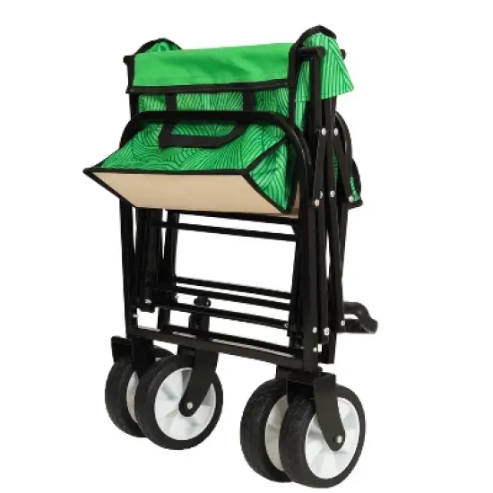 UBSSO Minimeetall Collapsible Outdoor Utility Wagon with Strapping System, Supports 225 lbs, Green Line image {11}