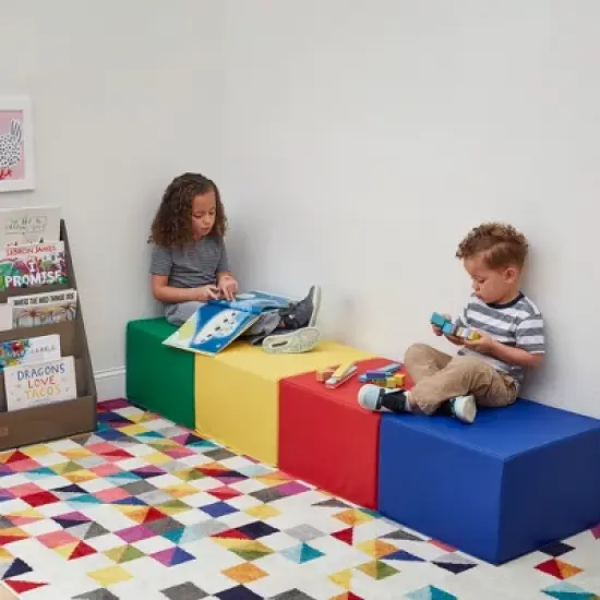ECR4Kids SoftZone Square Foam Ottoman, Flexible Seating, 12in Seat Height, 4-Piece image {10}