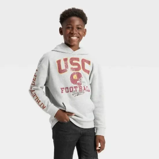 Boys' USC Football Hooded Sweatshirt - Gray image {4}