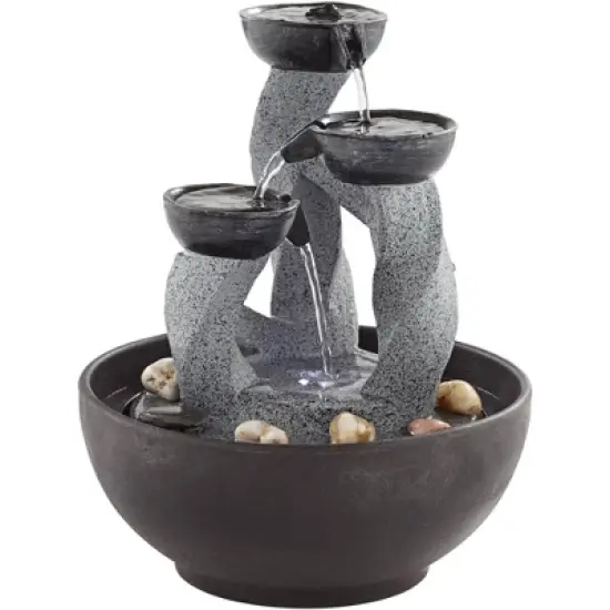John Timberland Three Twist Column Modern Zen Cascading Bowls Indoor Tabletop Water Fountain with LED Light 11" for Table Office Desk Home Bedroom image {4}