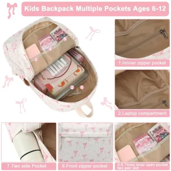 School Backpack for Girls Kids Teens Cute School Bookbag Set with Insulated Lunch Box Pencil Case image {5}