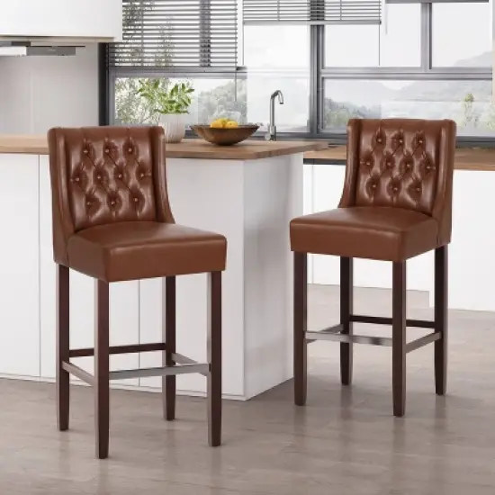 Set of 2 Bayliss Contemporary Wingback Barstools - Christopher Knight Home image {1}