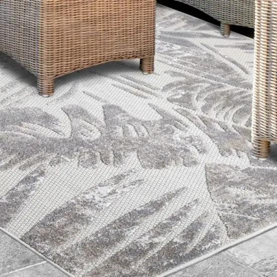 Tropical Leaves Coastal Indoor Outdoor Runner or Area Rug by Blue Nile Mills image {6}