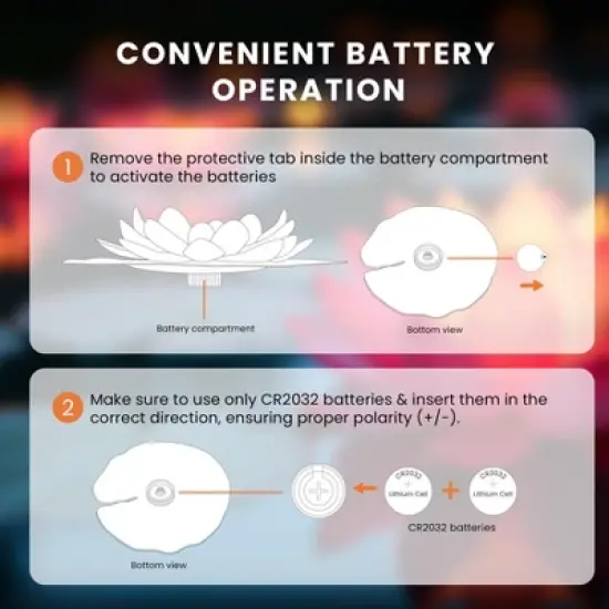 HOM Floating Lotus Light - Waterproof Lotus Flower Lamp for Pools & Ponds - Colorful Battery-Operated LED Pool Lights (12-pack) image {3}