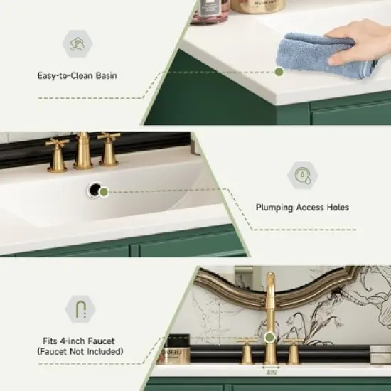 Mshliw 30" Bathroom Vanity with Sink, Modern Freestanding Storage Cabinet with 2 Drawers, Soft Closing Door, Solid Wood Frame and Ceramic Basin image {1}