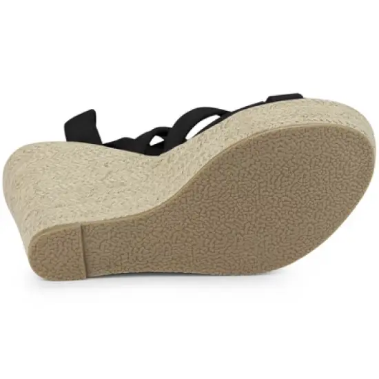 Allegra K Women's Espadrilles Platform Heels Lace Up Wedge Sandals image {5}