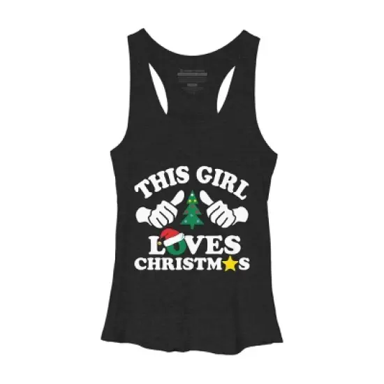 Women's Design By Humans This Girl Loves Christmas Thumbs White Text By personalized Racerback Tank Top image {3}