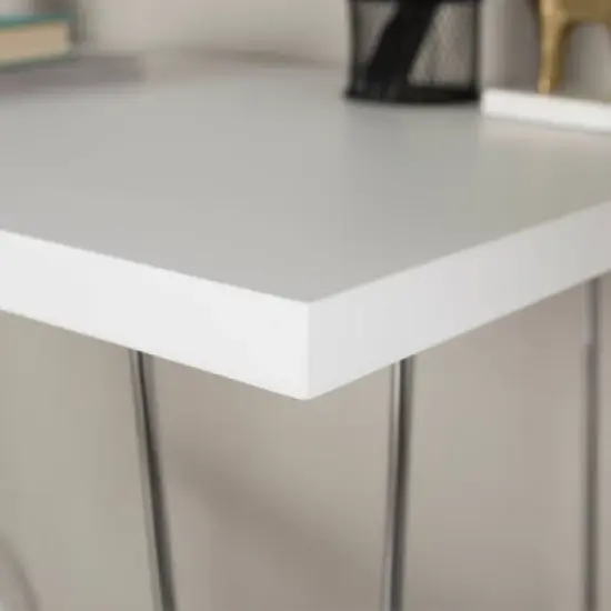 Gibby Modern Glam Hairpin Leg Writing Desk Faux White Marble - Saracina Home image {3}