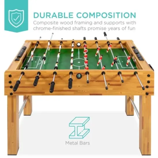 Best Choice Products 48in Competition Sized Foosball Table for Home, Game Room w/ 2 Balls, 2 Cup Holders - Light Brown image {3}