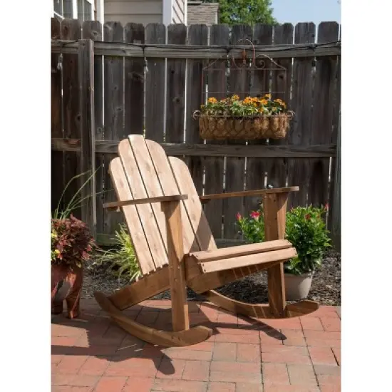 Outdoor Acacia Wood Adirondack Rocker Acorn Finish - Linon image {5}