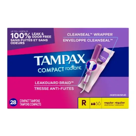 Tampax Compact Radiant Regular Absorbency Unscented Tampons - 28ct image {14}