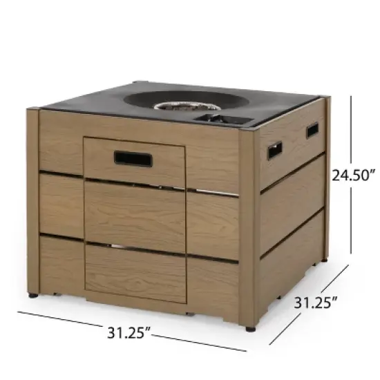 Archie Outdoor Square Fire Pit - Brown - Christopher Knight Home image {11}