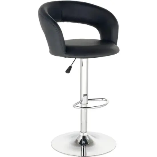 Studio 55D Chrome Swivel Bar Stool 30" High Modern Black Cushion Adjustable with Backrest Footrest Kitchen Counter Height Island image {7}