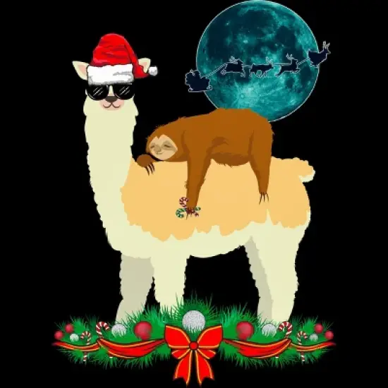 Men's Design By Humans Llama With Glasses Sleeping Sloth Christmas Santa By TeeShirtMadness Tank Top image {1}