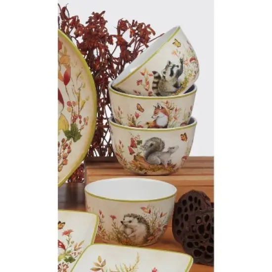 Certified International Set of 4 24oz Woodland Critters Ice Cream Bowls image {1}