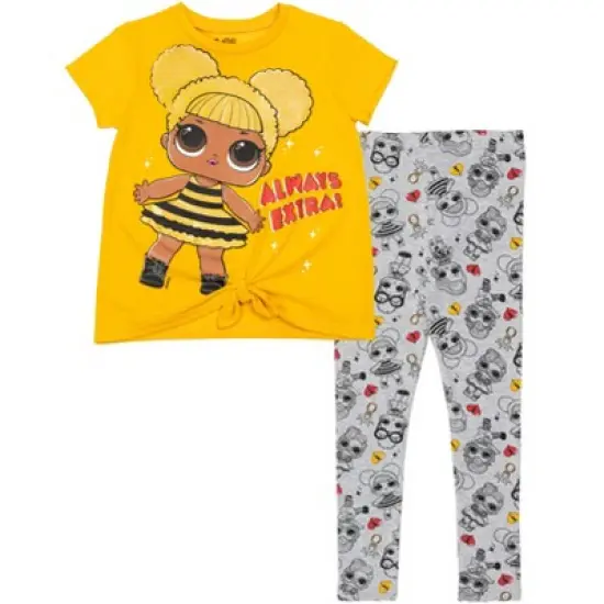 L.O.L. Surprise! Neon QT Bon Bon Diva Queen Bee Touchdown Roller Sk8er T-Shirt and Leggings Outfit Set Toddler to Big Kid image {8}