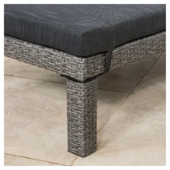 Puerta Set of 2 Wicker Chaise Lounge: Weather-Resistant Iron Frame & Gray Cushions - Christopher Knight Home image {2}