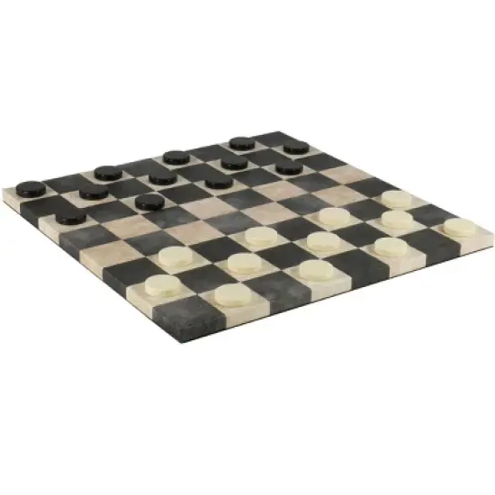 WorldWise Imports Checker Set - Urea Checkers on a Black and Cream Leatherette Board image {1}