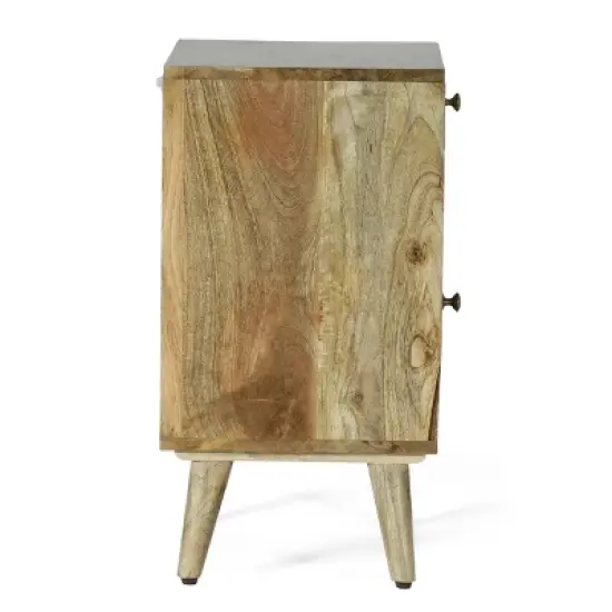 Lytle Boho Handcrafted Mango Wood Nightstand with Storage Natural - Christopher Knight Home image {5}