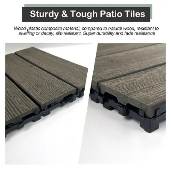 Wood Plastic Composite Deck Tiles Set of 20pcs, DIY Interlocking Decking Tiles, Floor Tile, Durable image {5}