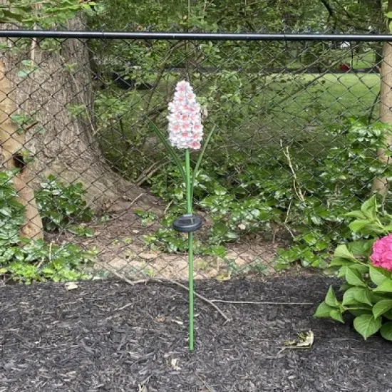 Northlight 42" Pink and White Mallow Solar Lighted Flower Outdoor Decoration image {1}